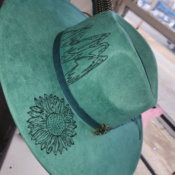 Teal western Burned hat Brand new without tags
